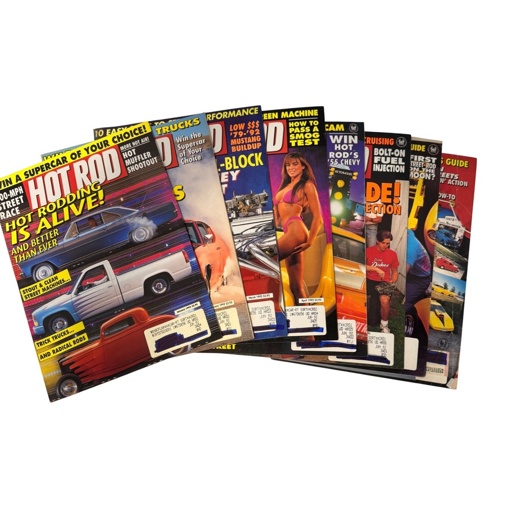 Vintage Hot Rod Magazine 1992 Lot 8 Issues 90s Car Culture Muscle Trucks Tech *‎
